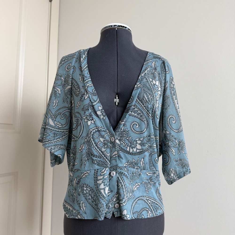Vintage Y2K New York and Company Paisley Floral Print Mesh‎ Top Size Small